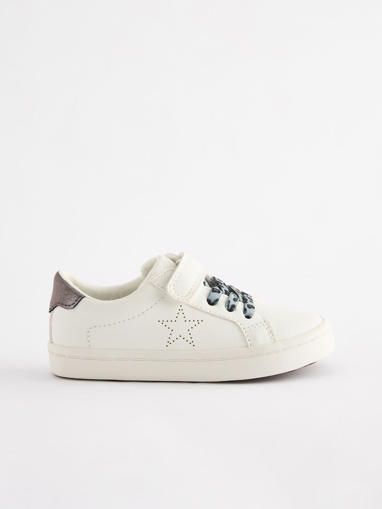 White Elastic Lace Trainers - Image 2 of 5