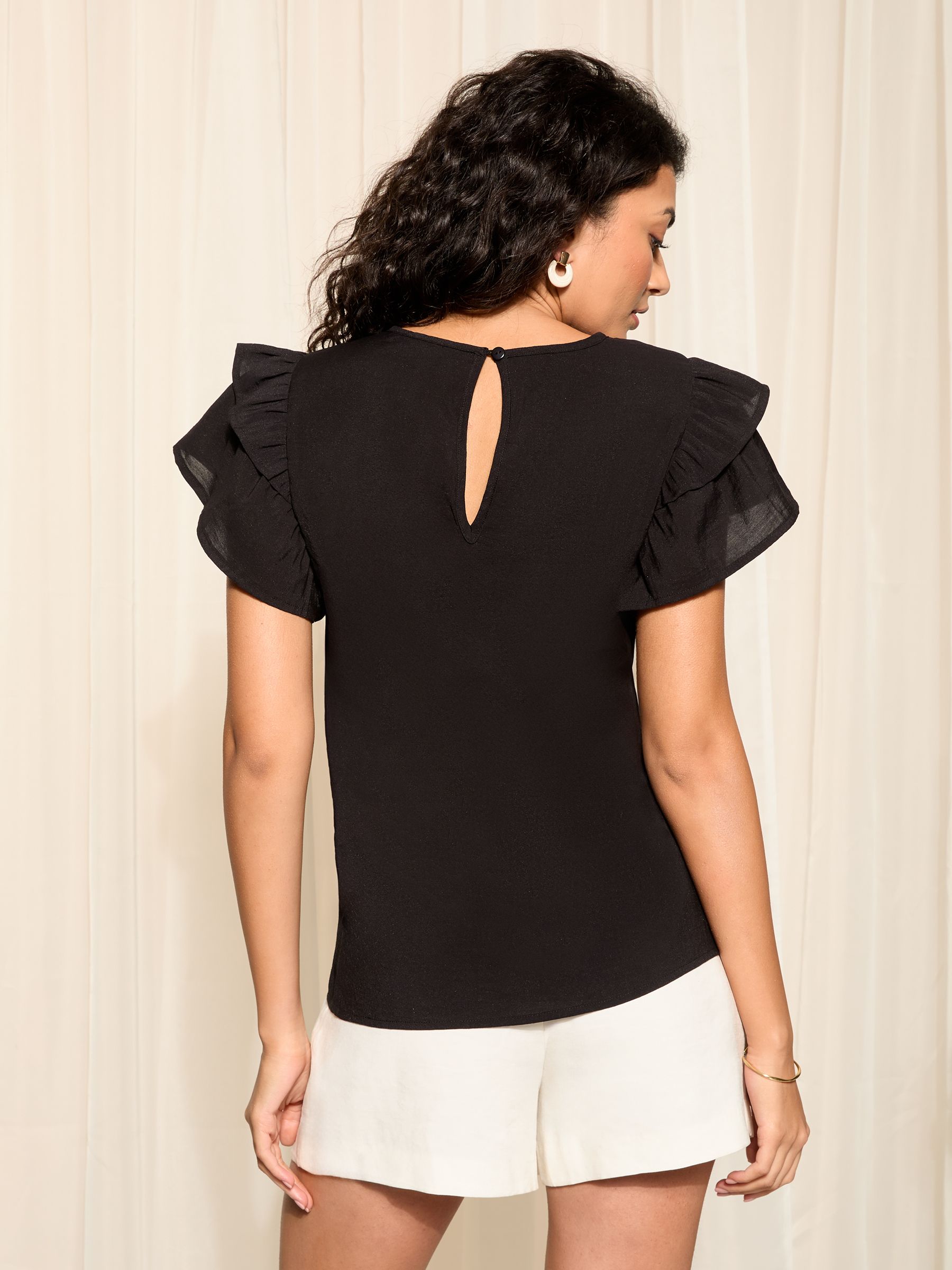 Short ruffle sleeve top discount