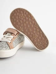 Silver Glitter Standard Fit (F) Elastic Lace Trainers - Image 4 of 4
