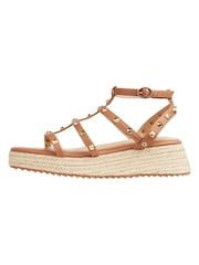 Lipsy Camel Regular Fit Stud Gladiator Espadrille Wedge Flatform Sandal - Image 5 of 5