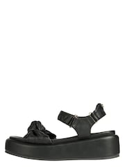 Lipsy Black Regular Fit Chunky Bow Strap Faux Leather Flatform Sandal - Image 5 of 5