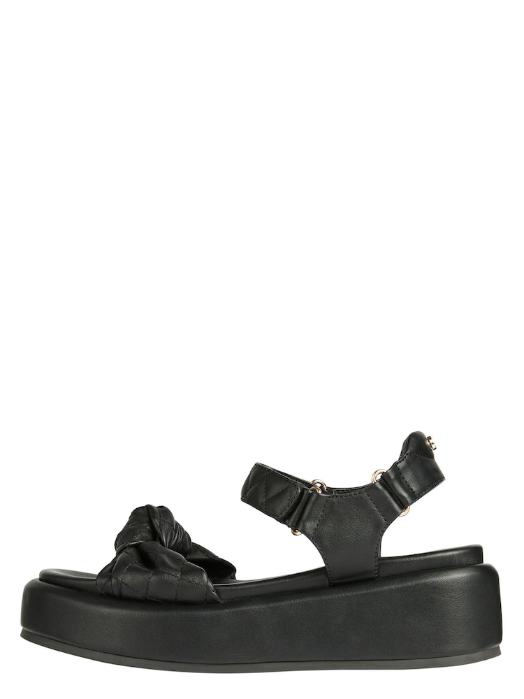 Lipsy Black Regular Fit Chunky Bow Strap Faux Leather Flatform Sandal - Image 5 of 5