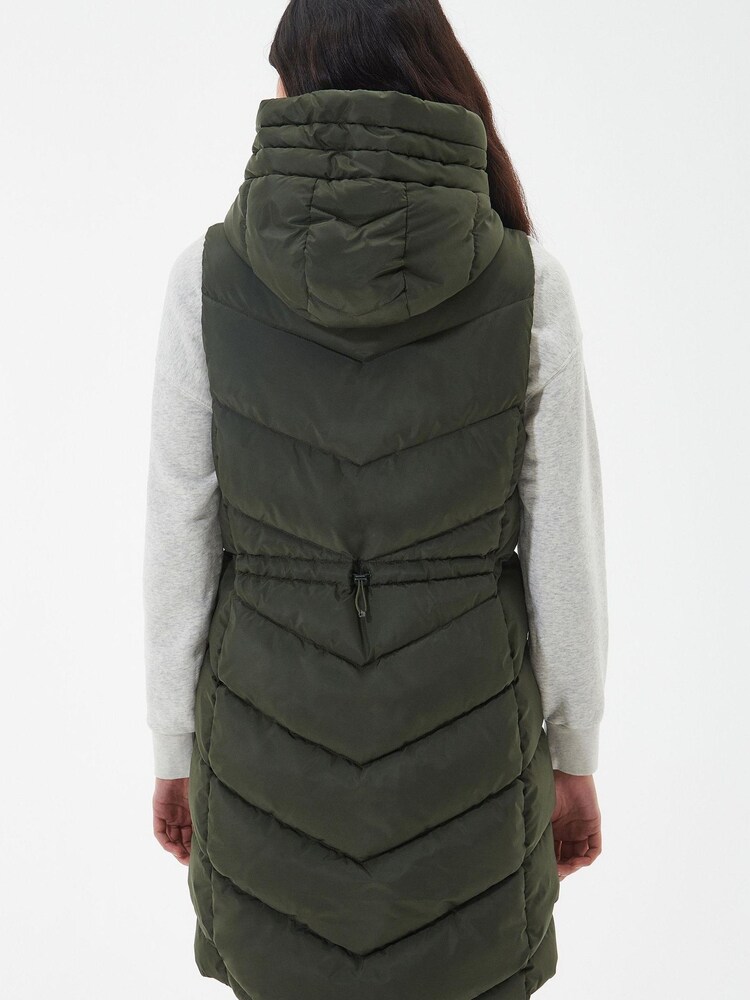 Barbour International® Boston Longline Green Gilet - Image 2 of 6 Barbour International® Boston Longline Green Gilet - Image 2 of 6