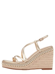 Lipsy Gold High Heeled Bead Strappy Wedge Sandal - Image 5 of 5