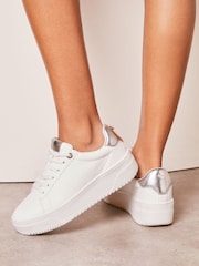 Lipsy White Chunky Flatform Lace Up Trainer - Image 3 of 5