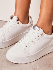 Lipsy White Chunky Flatform Lace Up Trainer - Image 4 of 5