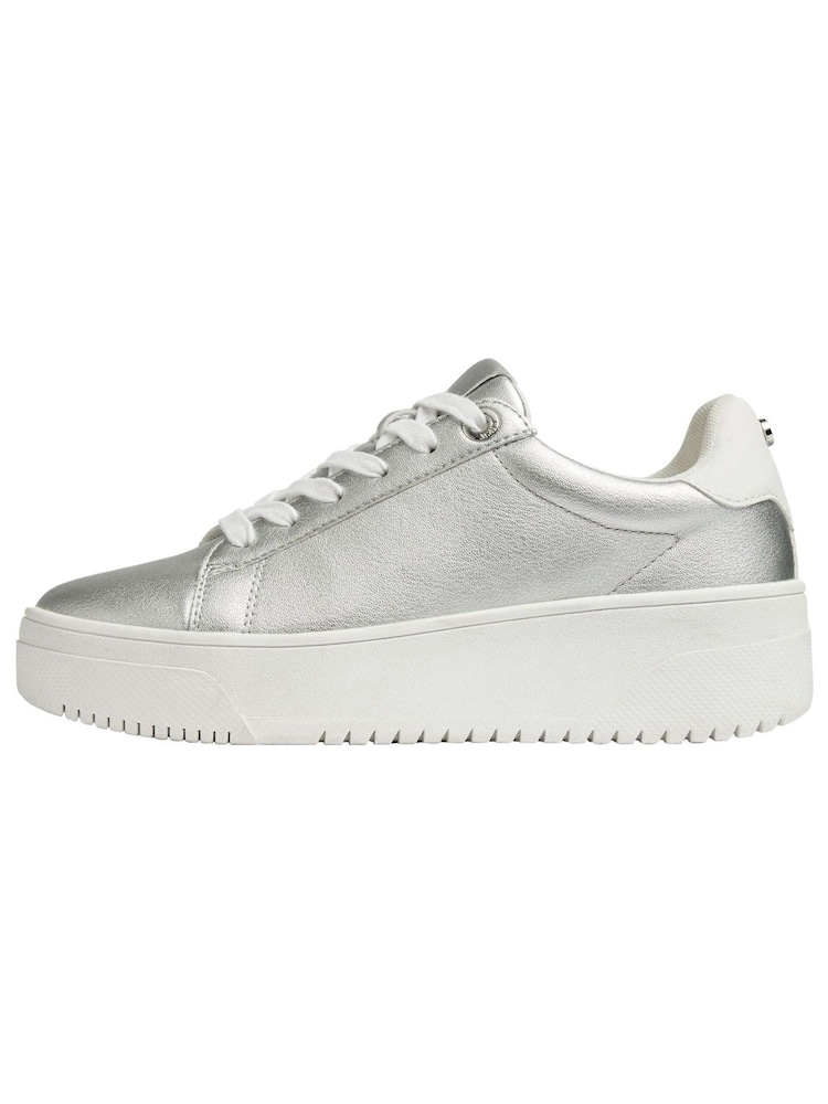 Lipsy Silver Chunky Flatform Lace Up Trainer - Image 5 of 5