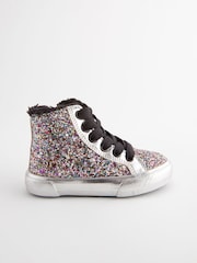 Silver Glitter Butterfly High Top Trainers - Image 2 of 5