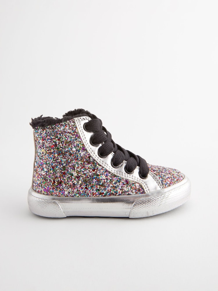 Silver Glitter Butterfly High Top Trainers - Image 2 of 5