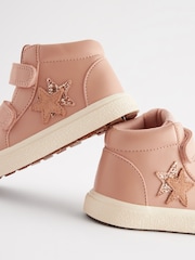 Pink Standard Fit (F) Star Touch Fasten Strap High Top Trainers - Image 3 of 6