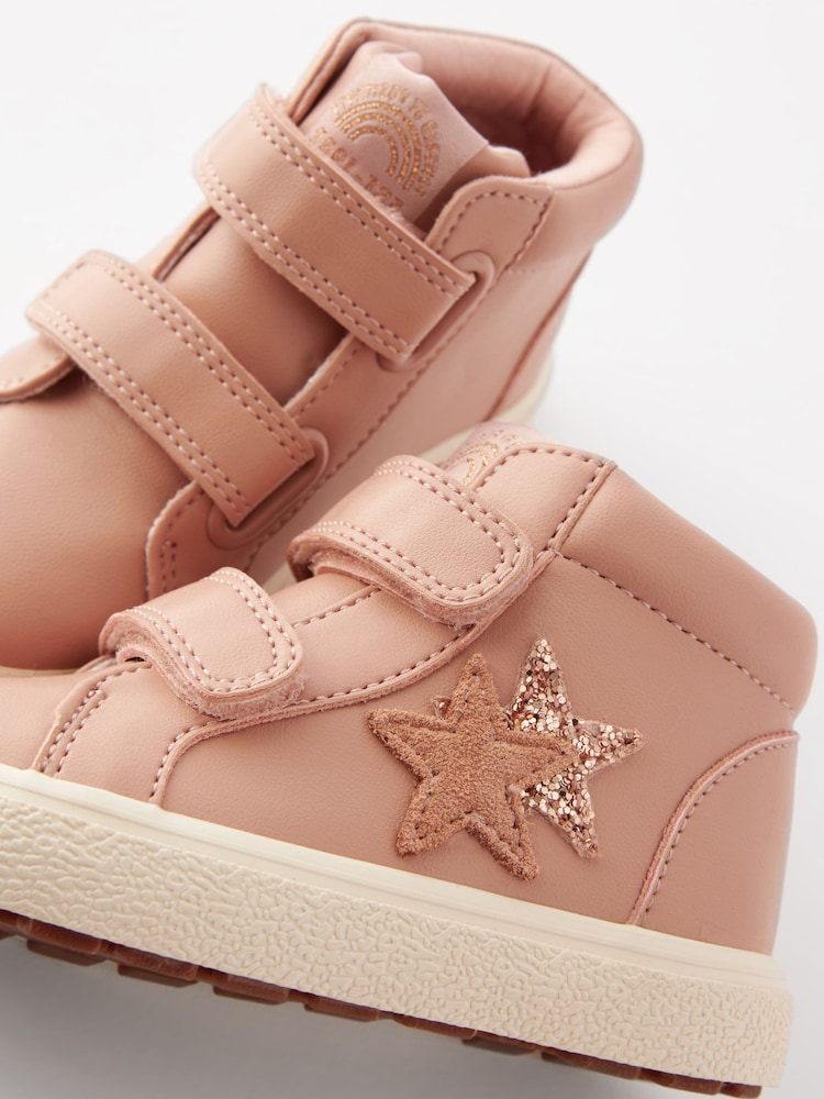 Pink Standard Fit (F) Star Touch Fasten Strap High Top Trainers - Image 6 of 6