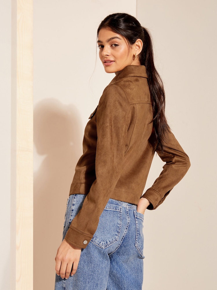 Friends Like These Brown Suedette Collar Jacket - Image 4 of 4 Friends Like These Brown Suedette Collar Jacket - Image 4 of 4