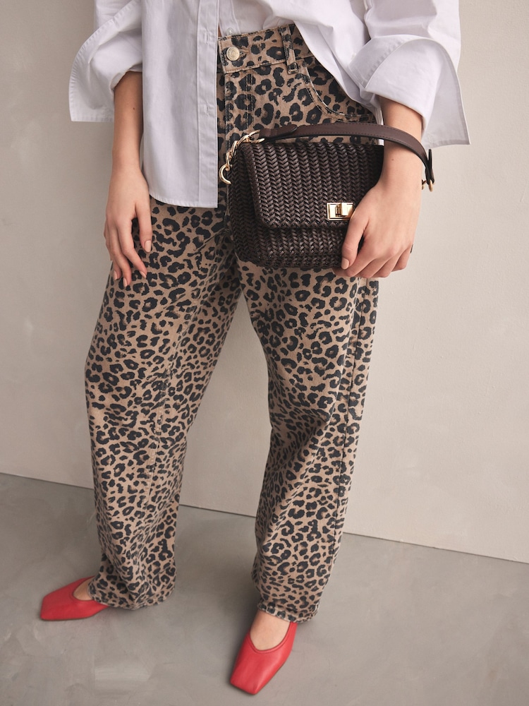 Chocolate Brown Weave Cross-Body Bag - Image 2 of 8