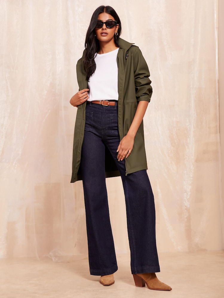 Friends Like These Khaki Green Hooded Rain Jacket - Image 1 of 4