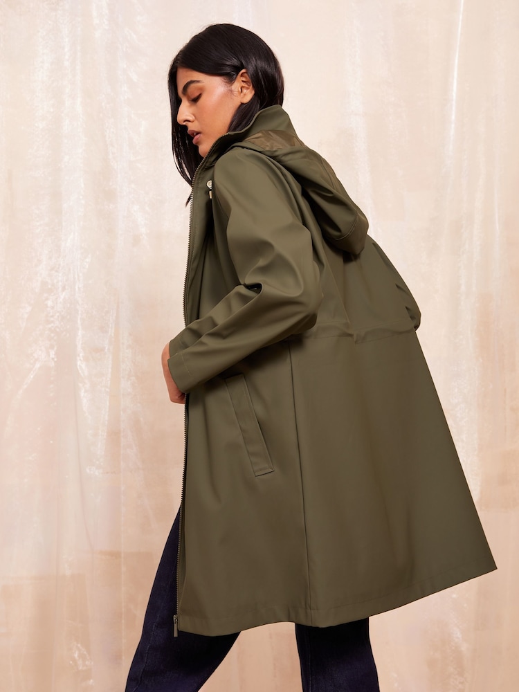 Friends Like These Khaki Green Hooded Rain Jacket - Image 4 of 4