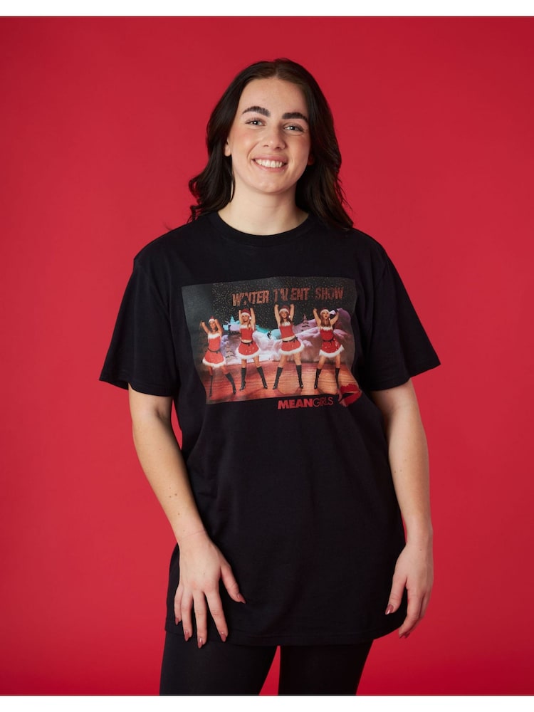 Vanilla Underground Black Mean Girls Ladies Christmas 100% Cotton T-Shirt - Image 1 of 6