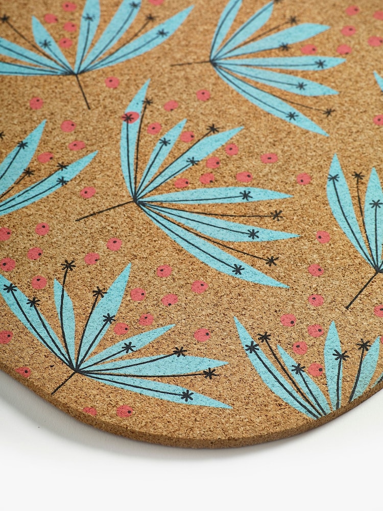 MissPrint Set of 4 Blue Wildflower Printed Cork Placemats - Image 2 of 3