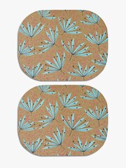 MissPrint Set of 4 Blue Wildflower Printed Cork Placemats - Image 3 of 3