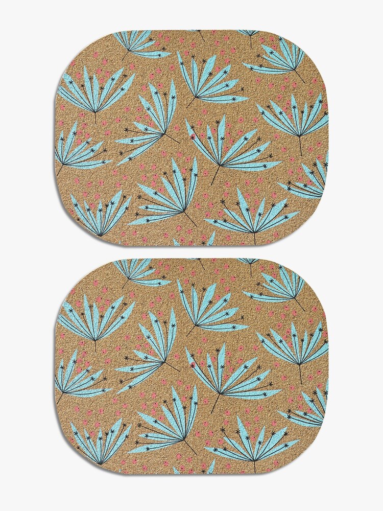MissPrint Set of 4 Blue Wildflower Printed Cork Placemats - Image 3 of 3
