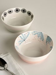 MissPrint Set of 2 Multi Wildflower Side Plates & 2 Cereal Bowls - Image 1 of 3