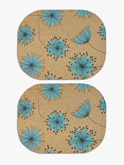 MissPrint Set of 4 Blue Dandelion Printed Cork Placemats - Image 3 of 3