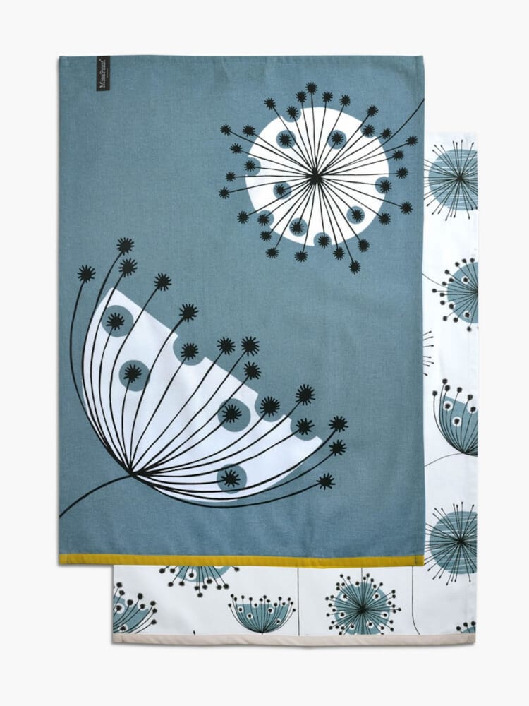 MissPrint Set of 2 Blue Dandelion Tea Towels and Double Oven 100% Cotton Gloves Set - Image 5 of 5
