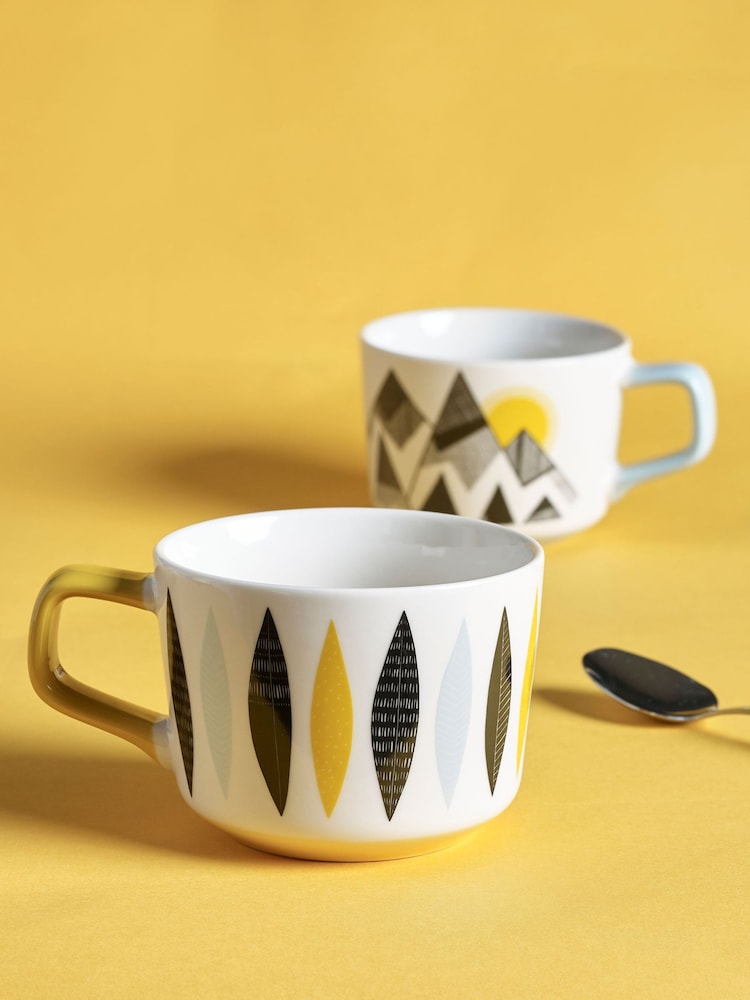 MissPrint Set of 2 Multi Mountain  Feathers Mugs - Image 1 of 4