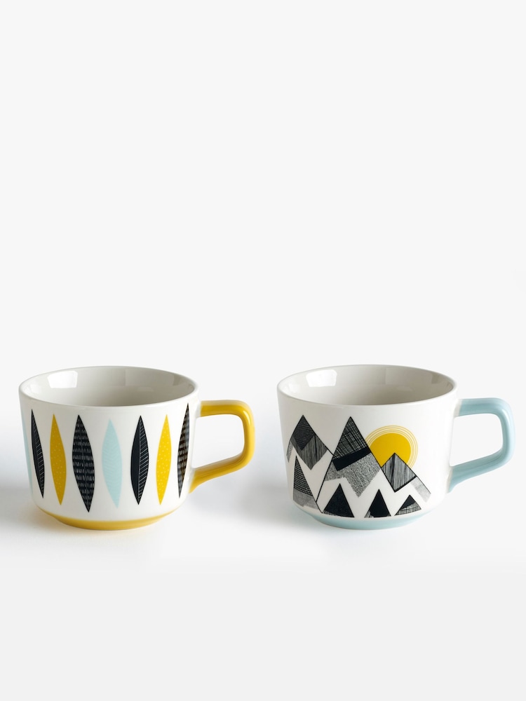MissPrint Set of 2 Multi Mountain Feathers Mugs - Image 4 of 4 MissPrint Set of 2 Multi Mountain Feathers Mugs - Image 4 of 4