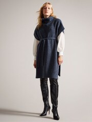 Ted Baker Blue Danlena Engineered Funnel Neck Cape - Image 1 of 6