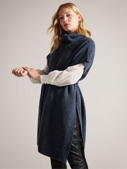 Ted Baker Blue Danlena Engineered Funnel Neck Cape - Image 3 of 6