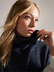 Ted Baker Blue Danlena Engineered Funnel Neck Cape - Image 4 of 6