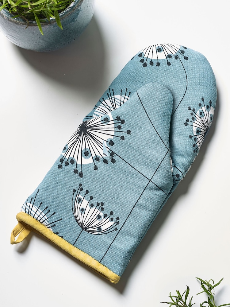 MissPrint Blue Dandelion Single 100% Cotton Oven Glove & Apron Set - Image 2 of 5