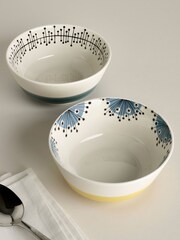 MissPrint Set of 2 Multi Dandelion Side Plates & 2  Cereal Bowls - Image 1 of 2