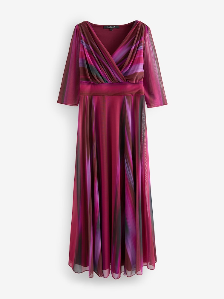 Scarlett & Jo Wine Curve Verity Print Maxi Gown - Image 4 of 4