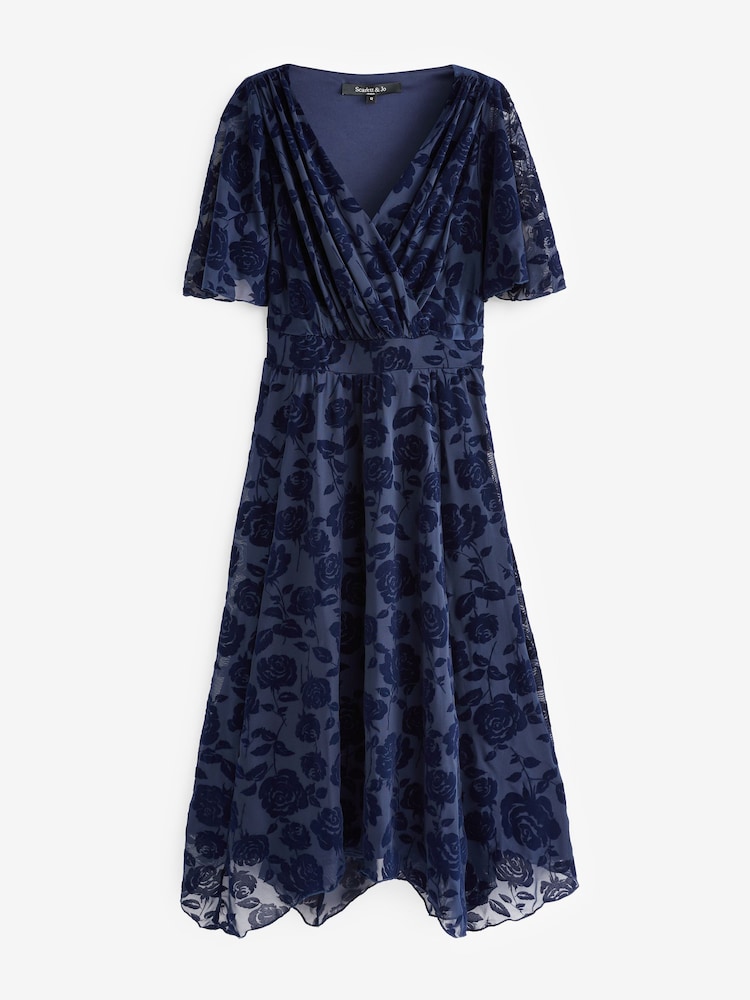 Scarlett & Jo Dark Blue Julie Hanky Hem Dress - Image 5 of 5
