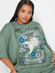 Yours Curve Green Good Things Boxy T-Shirt - Image 4 of 4