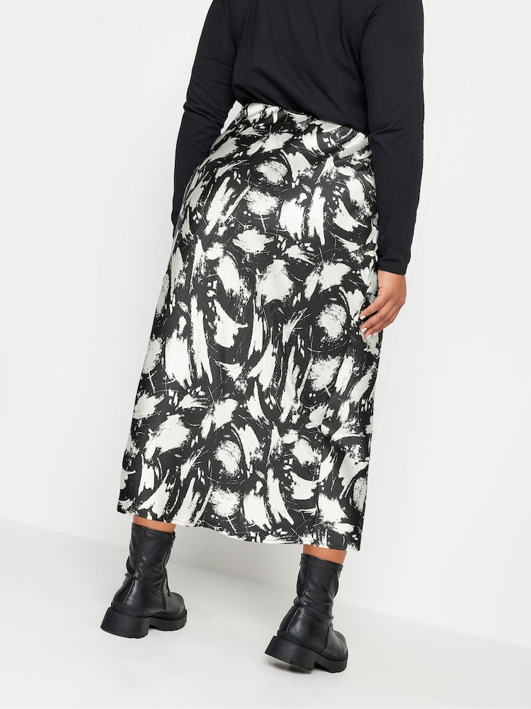 Yours Curve Black Bias Cut Skirt - Image 2 of 4