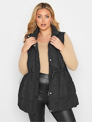 Yours Curve Black Lightweight Quilted Gilet - Image 1 of 4