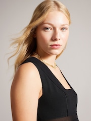 Ted Baker Black Mini Ellinia Shift Dress With Panelling - Image 4 of 6
