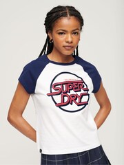 Superdry White Roller Graphic Baseball Mini T-Shirt - Image 2 of 3