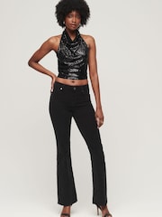 Superdry Black Cowl Neck Halter Sequin Top - Image 3 of 3