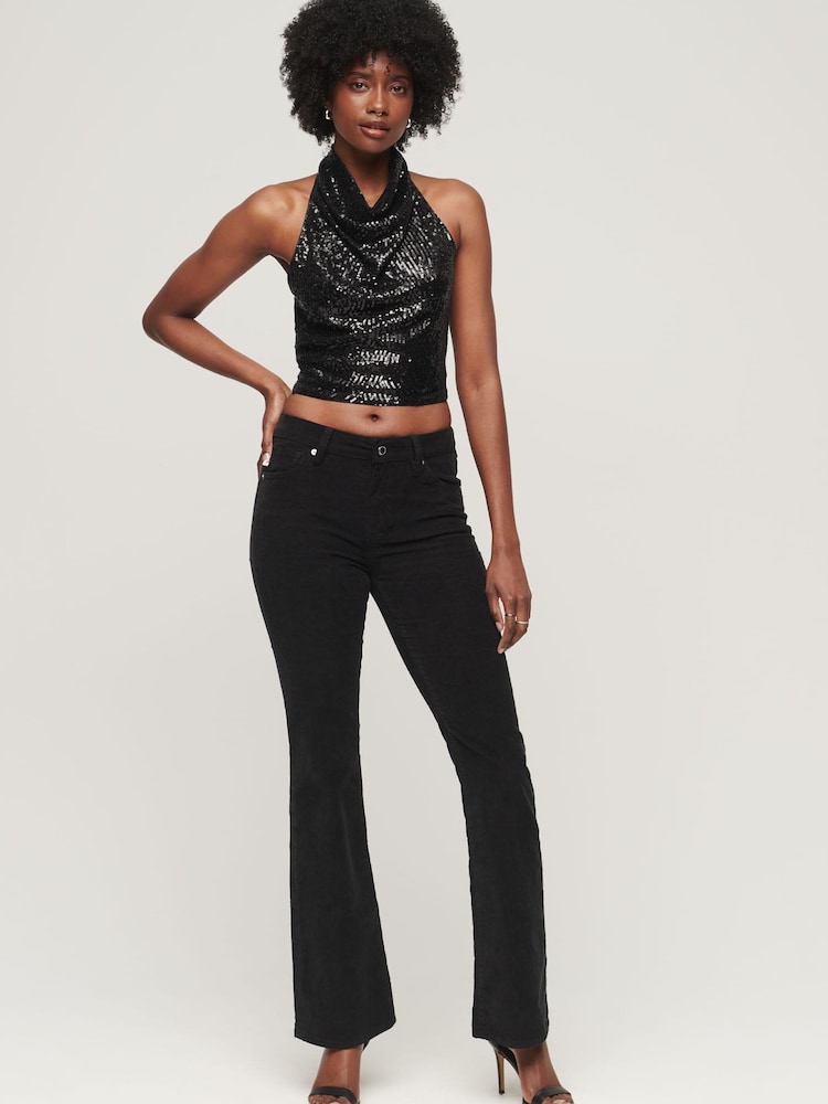 Superdry Black Cowl Neck Halter Sequin Top - Image 3 of 3