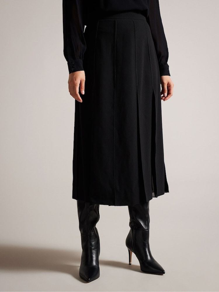 Ted Baker Addelia Midi Skirt With Sheer Panelling - Image 1 of 1 Ted Baker Addelia Midi Skirt With Sheer Panelling - Image 1 of 1