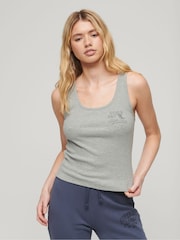 Superdry Grey Athletic Essential Ribbed Vest Top - Image 1 of 3