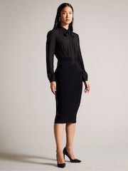 Ted Baker Black Mersea Knitted Pencil Skirt Midi Dress - Image 1 of 5