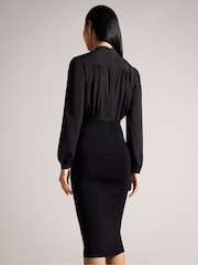 Ted Baker Black Mersea Knitted Pencil Skirt Midi Dress - Image 2 of 5