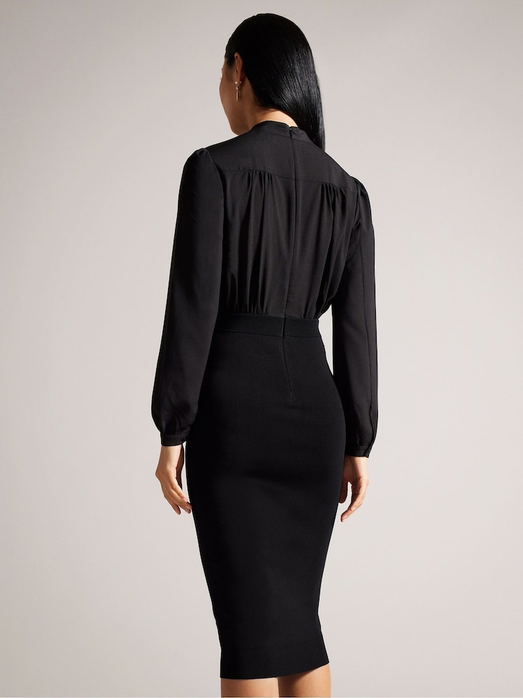 Ted Baker Black Mersea Knitted Pencil Skirt Midi Dress - Image 2 of 5