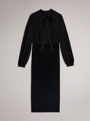 Ted Baker Black Mersea Knitted Pencil Skirt Midi Dress - Image 4 of 5