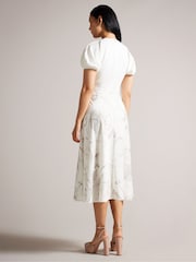 Ted Baker Cream Magylee Ponte Bodice Dress With Satin Slip Skirt - Image 2 of 5