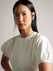 Ted Baker Cream Magylee Ponte Bodice Dress With Satin Slip Skirt - Image 3 of 5